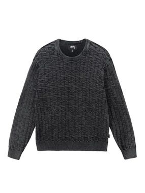 Stussy Textured Stussy Strand Crew Neck Sweater Washed Black Men’s Size S